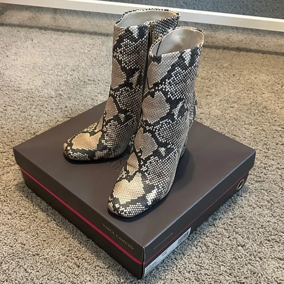 Vince Camuto Diannia Snake Print Ankle Boots - Picture 1 of 6